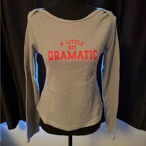 Gray Long Sleeve Top dramatic shirt